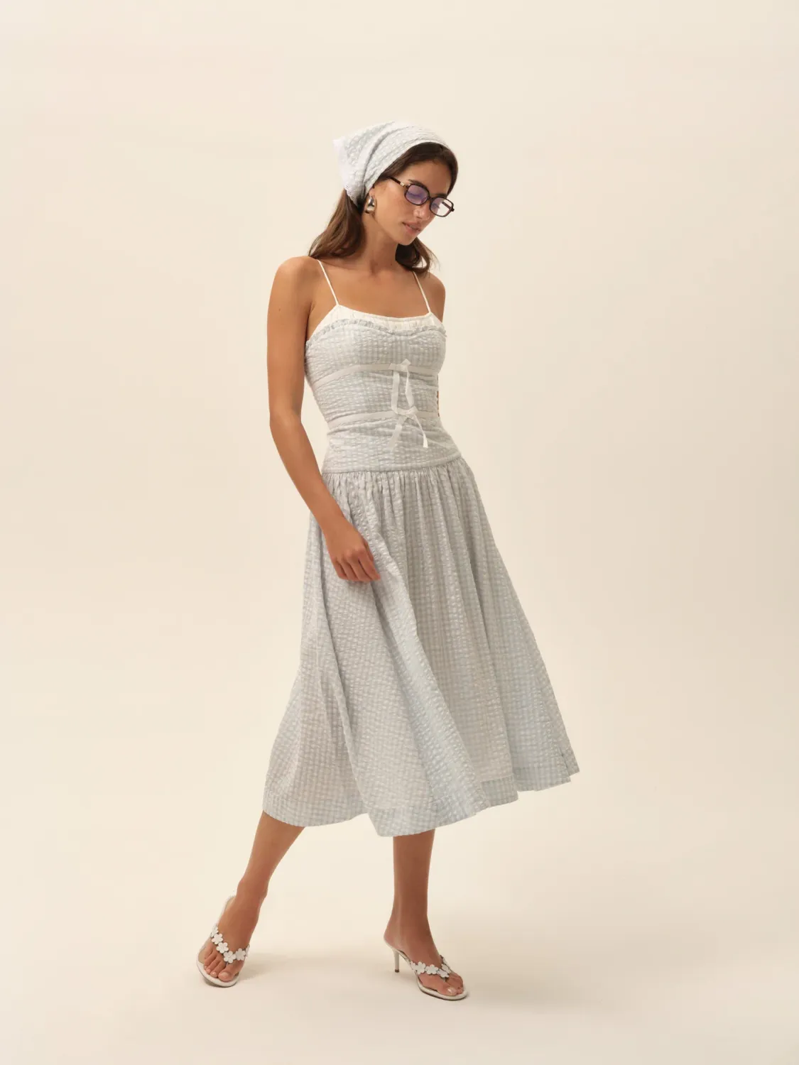 For Love &amp; Lemons - Georgia Gingham Midi Dress Blue