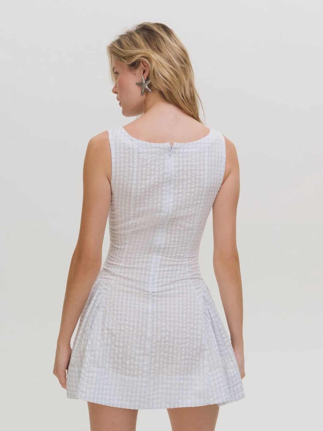 For Love &amp; Lemons - Scotch Bonnet Gingham Mini Dress Blue
