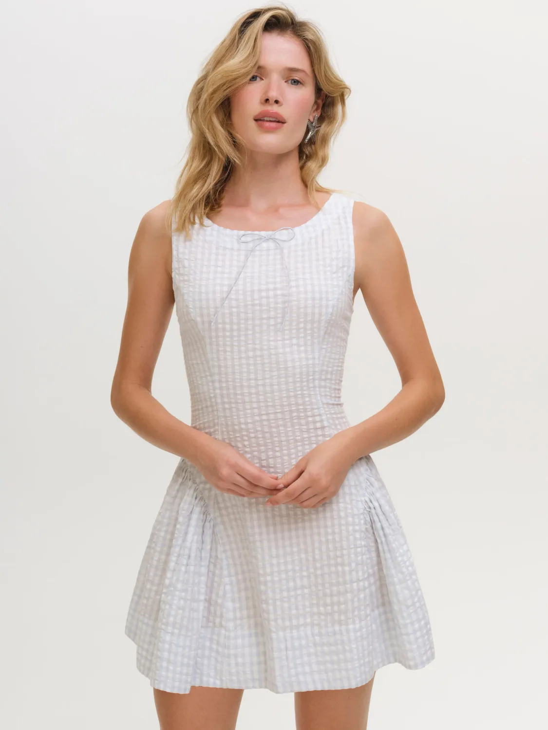 For Love & Lemons - Scotch Bonnet Gingham Mini Dress Blue For Love & Lemons - Scotch Bonnet Gingham Mini Dress Blue
