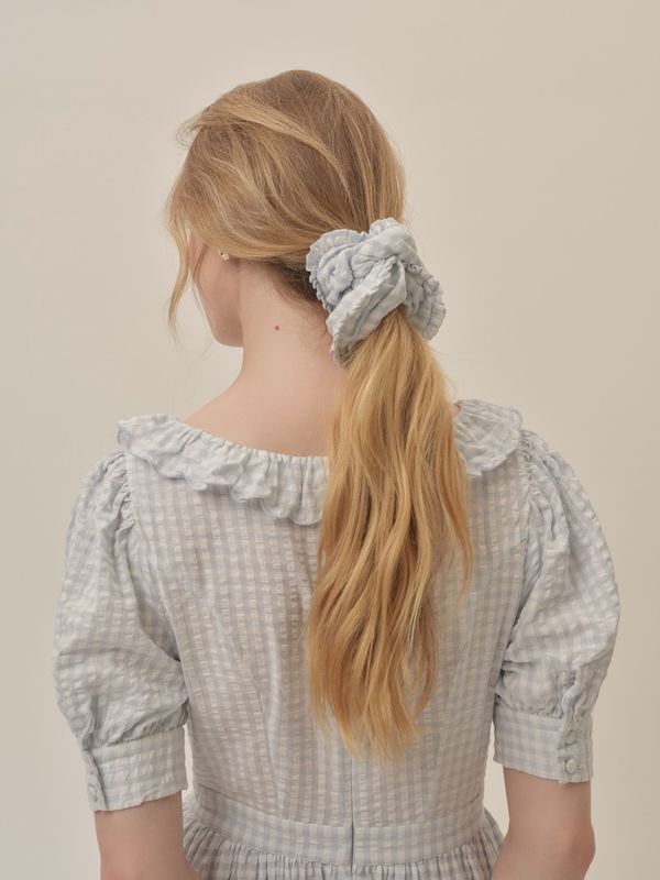 For Love &amp; Lemons - Bradford Gingham Scrunchie Blue
