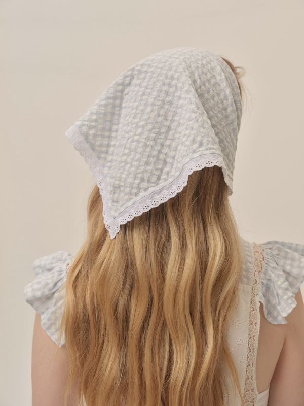For Love &amp; Lemons - Bradford Gingham Headscarf Blue