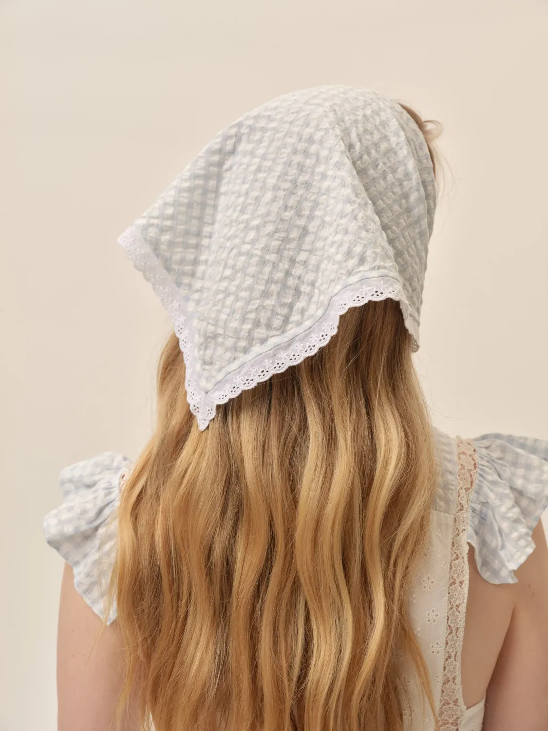 For Love & Lemons - Bradford Gingham Headscarf Blue