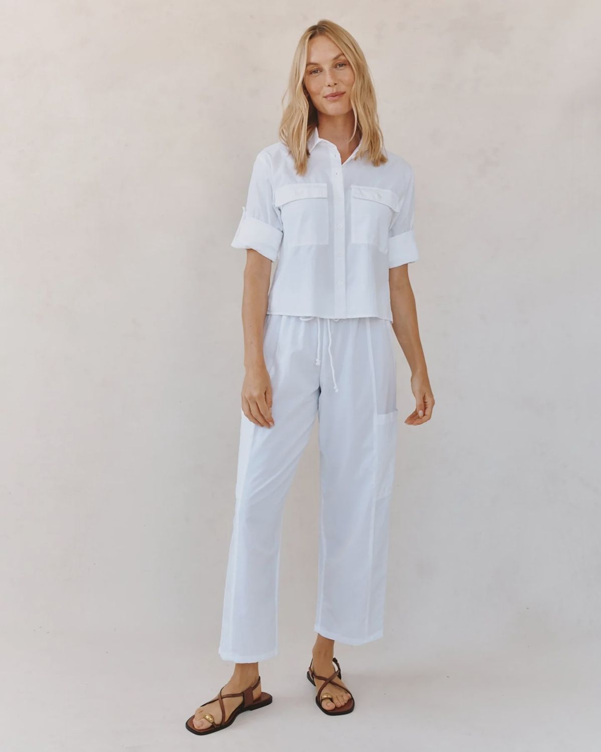 Bella Dahl - Long Sleeve Crop Utility Shirt White