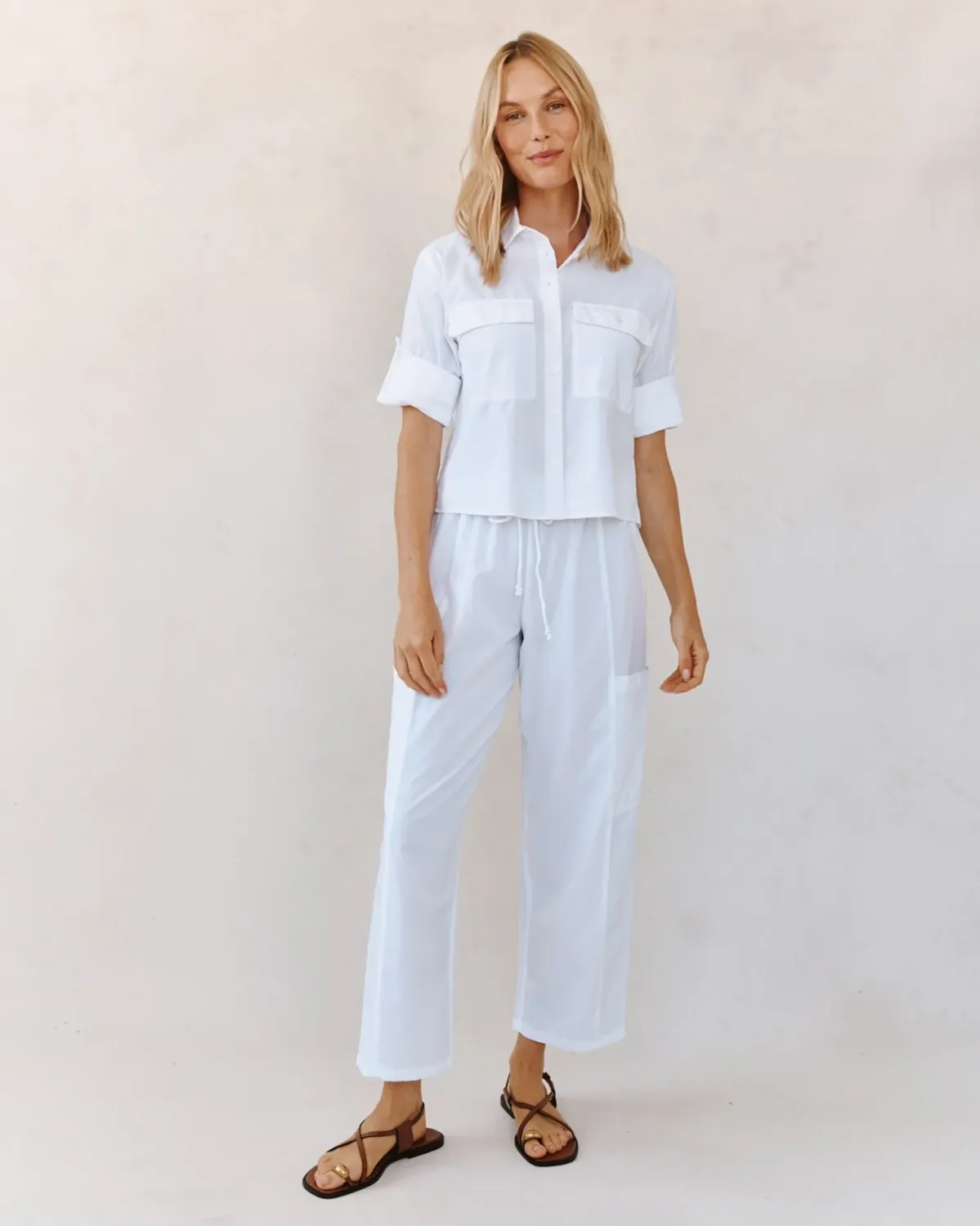 Bella Dahl - Long Sleeve Crop Utility Shirt White