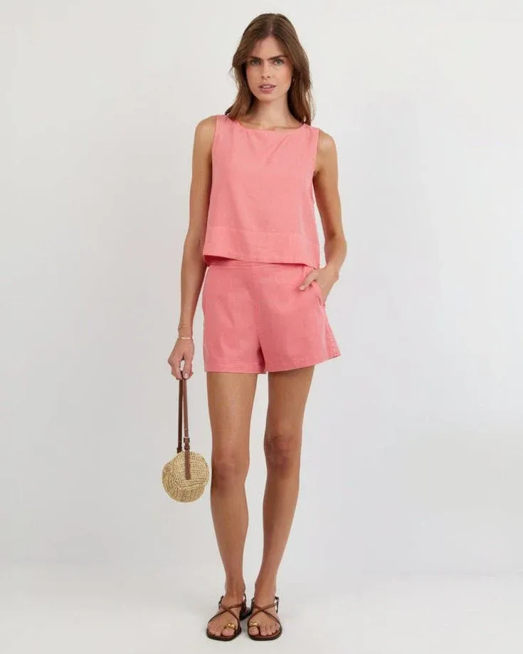 Bella Dahl - Catalina Clean Front Short Wild Coral