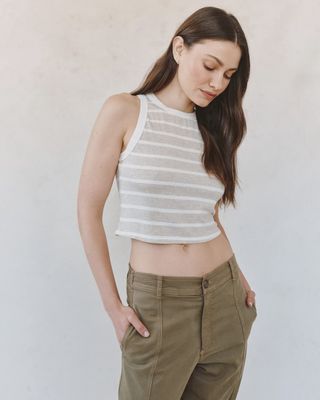 Bella Dahl - Contrast Binding Tank Sand Stripe