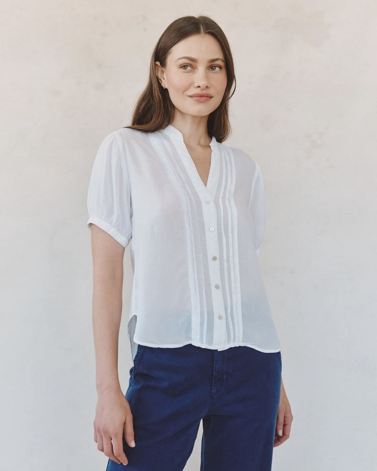 Bella Dahl - Short Sleeve Pintuck Shirt White