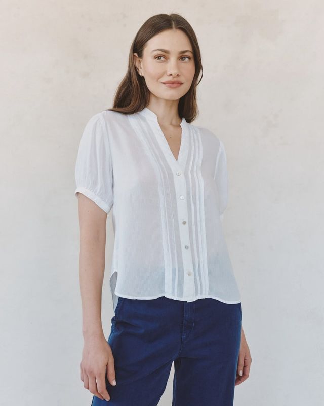 Bella Dahl - Short Sleeve Pintuck Shirt White
