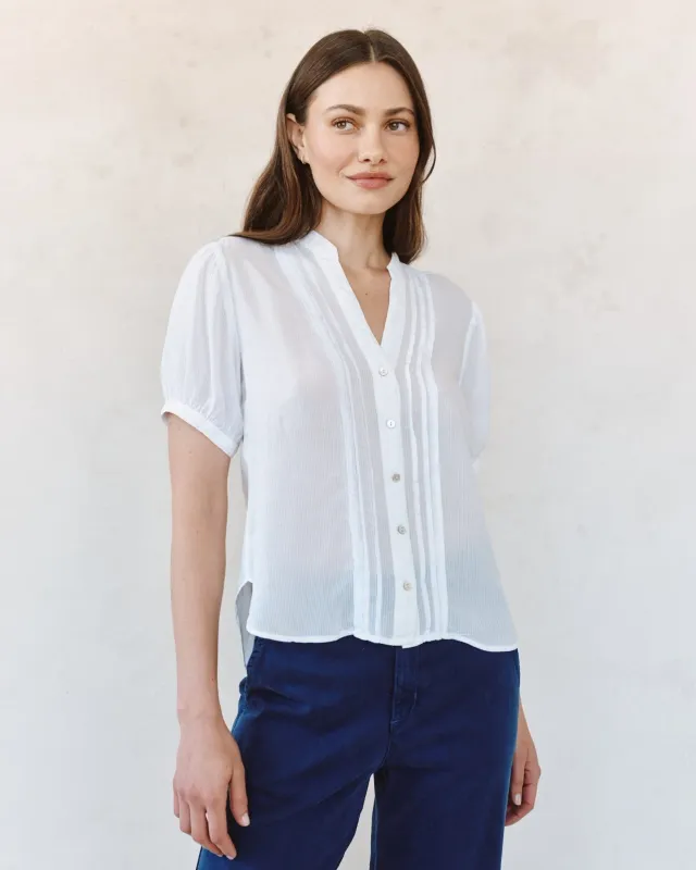 Bella Dahl - Short Sleeve Pintuck Shirt White