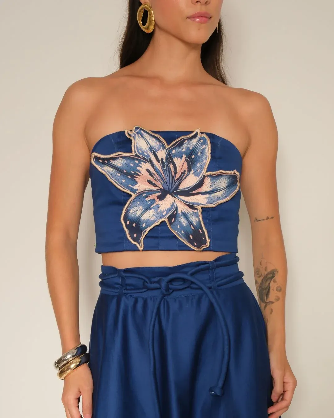 Simona - Pandora Flower Crop Top Blue