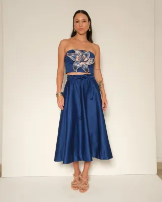 Simona - Pandora Flower Crop Top Blue