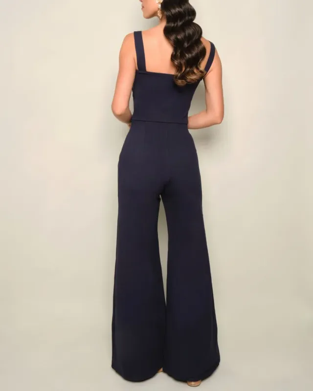 Simona - Romanos Flare Pants Navy Blue