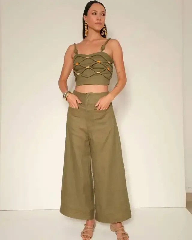 Simona - Nest Pants Military Green