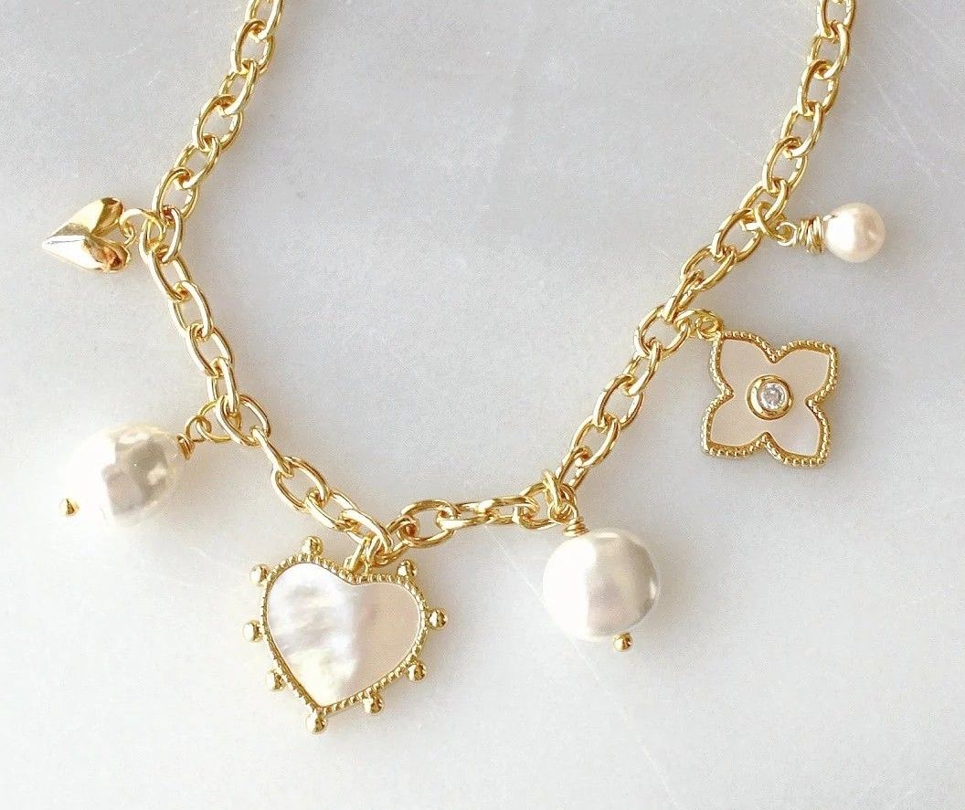 The Silver Wren - Pearl Multi Charm Necklace