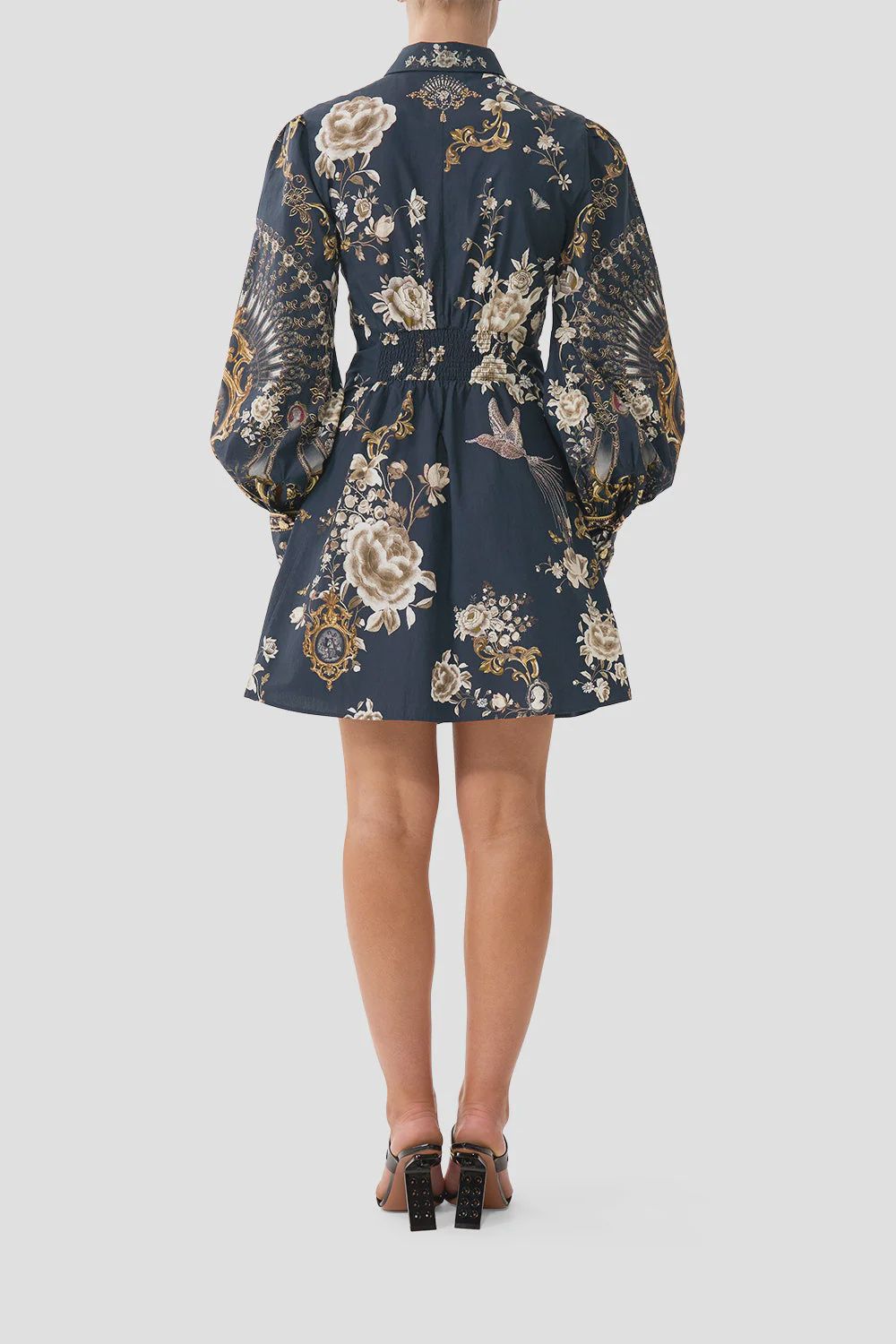 Camilla - Short Waist Tie Shirt Dress Flamenco Folklore