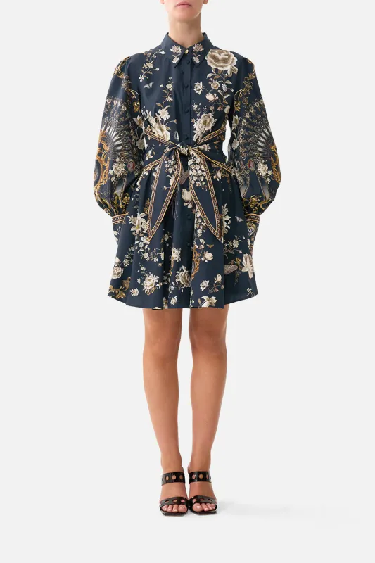 Camilla - Short Waist Tie Shirt Dress Flamenco Folklore