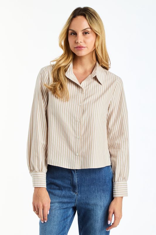 Drew - Marci Long Sleeve Collar Top Khaki