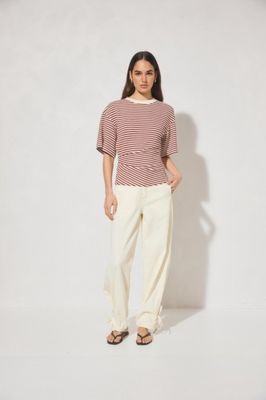 Mon Renn - Aura Tee Burgundy Cream Stripe