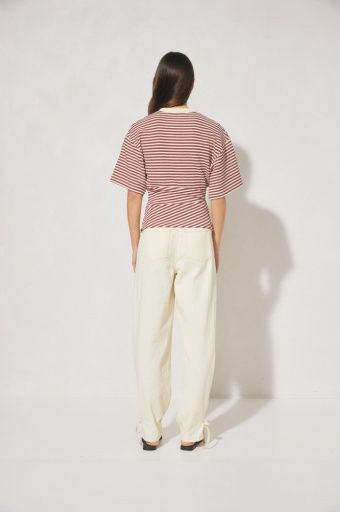 Mon Renn - Aura Tee Burgundy Cream Stripe