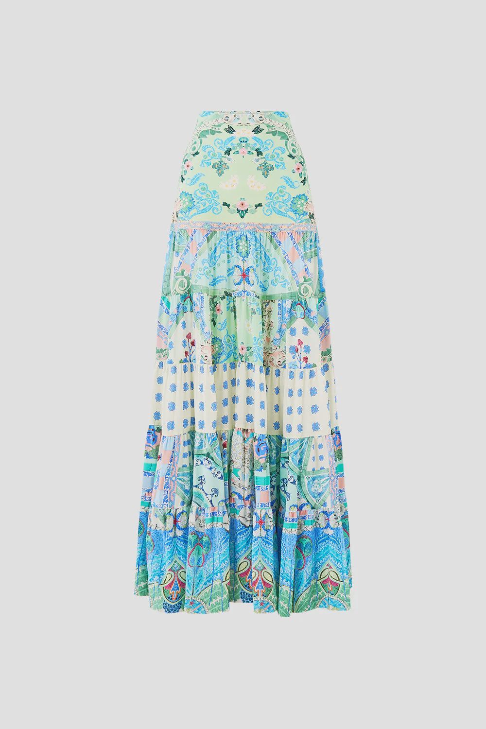 Camilla - Jersey Spliced Tiered Skirt Midsummer Mosaics