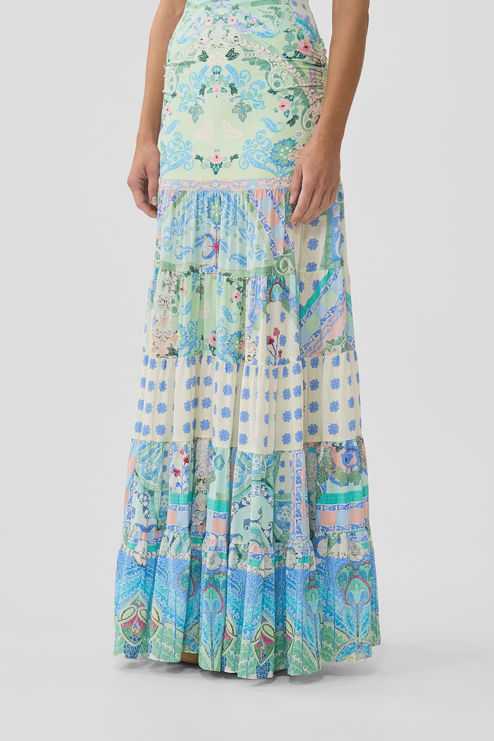 Camilla - Jersey Spliced Tiered Skirt Midsummer Mosaics