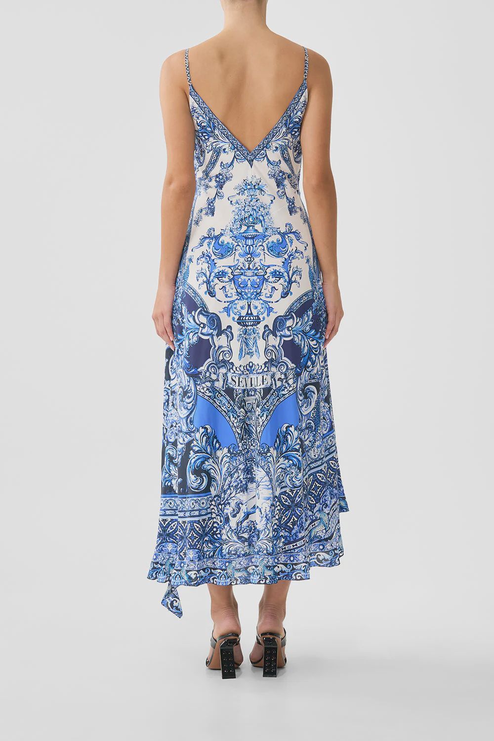 Camilla - Bias Slip Dress w/ Frill Hem A Tiled Wonderland
