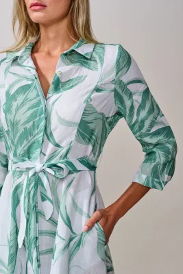 Sabbia Di Lino - Pina Dress in Foglia Verde