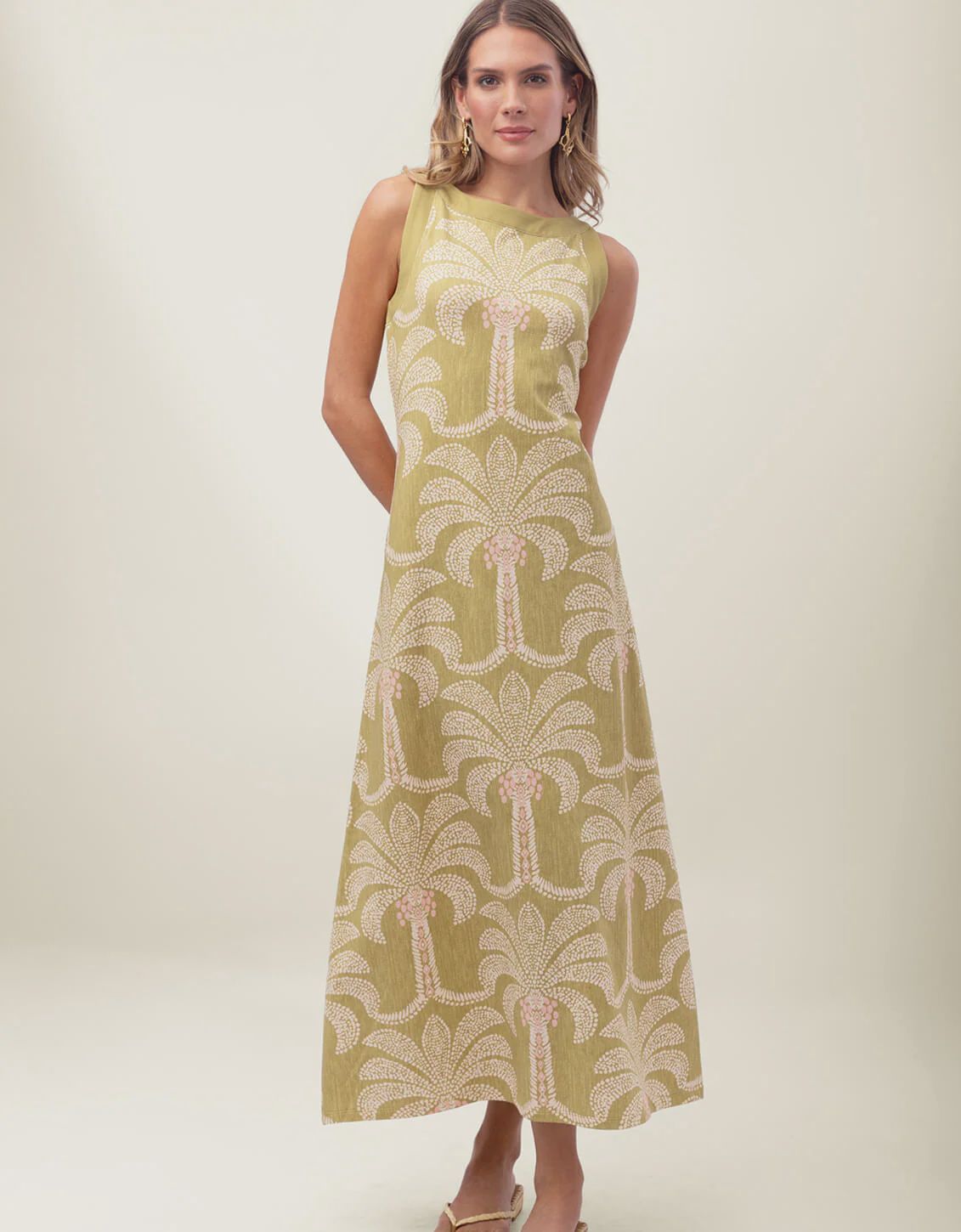 Spartina 449 - Madolyn Midi Dress Castillo Green Palms