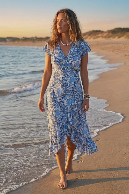 Sea Lustre - Havana Maxi Wrap Dress Costal Blue