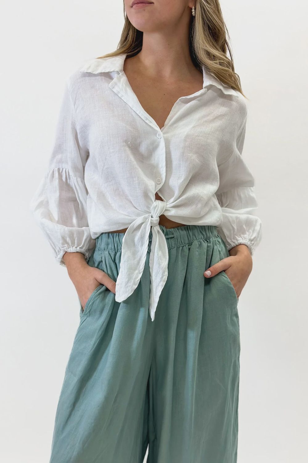 Sea Lustre - Ava Button Up White