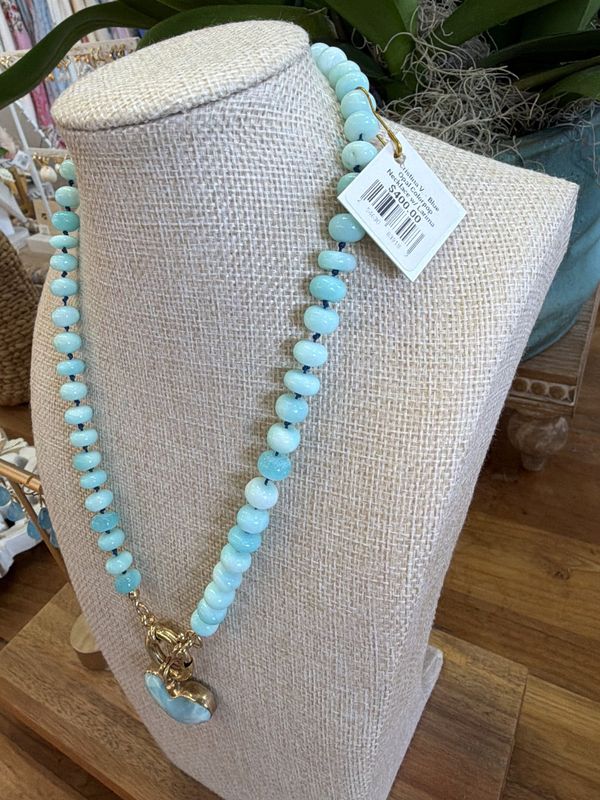 Cristina V. - Blue Opal Colorpop Necklace w/ Larimar Heart Charm
