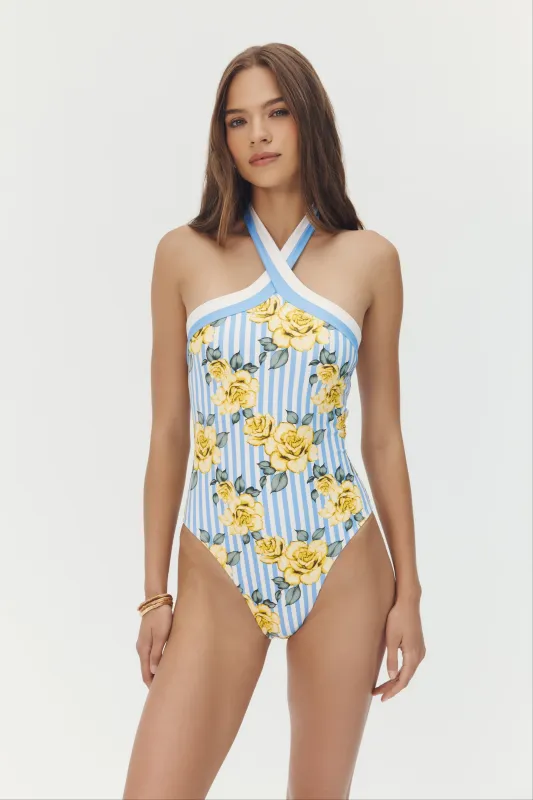 Hutch - Cooper One Piece Yellow Striped Ground Spacious Rose