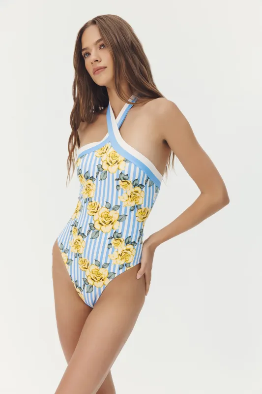 Hutch - Cooper One Piece Yellow Striped Ground Spacious Rose