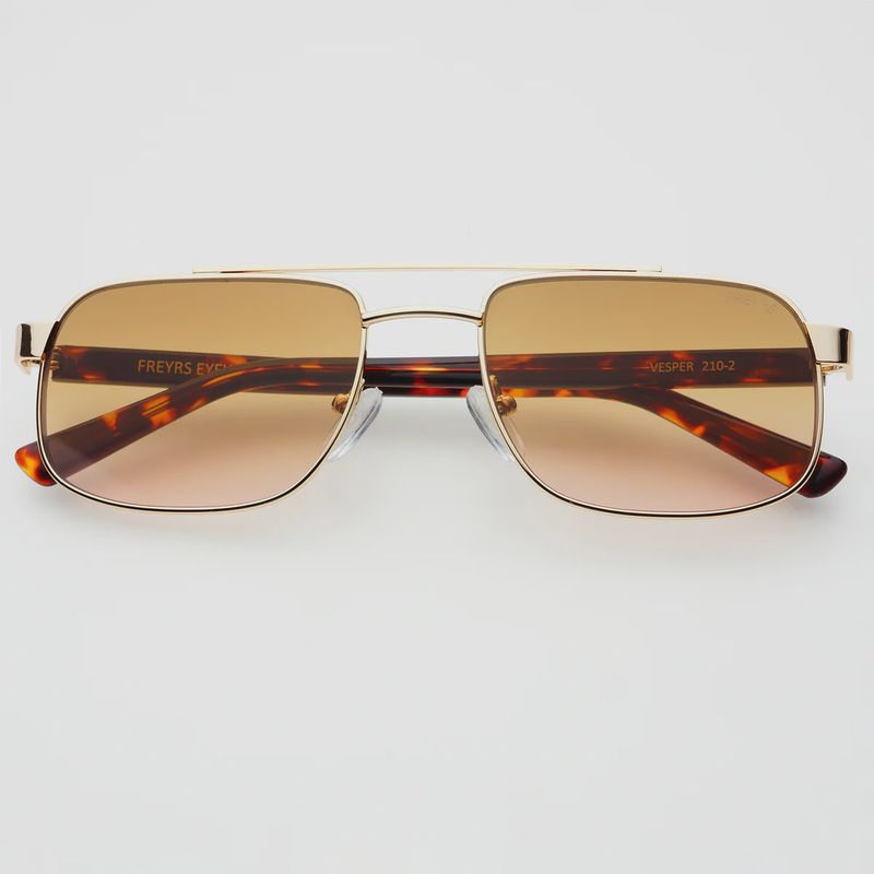 FREYRS Eyewear - Vesper Unisex Aviator Sunglasses - Gold / Brown Pink