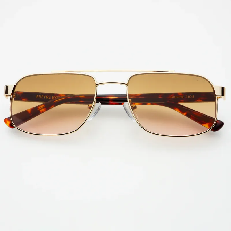 FREYRS - Vesper Aviator Sunglasses - Gold / Brown Pink