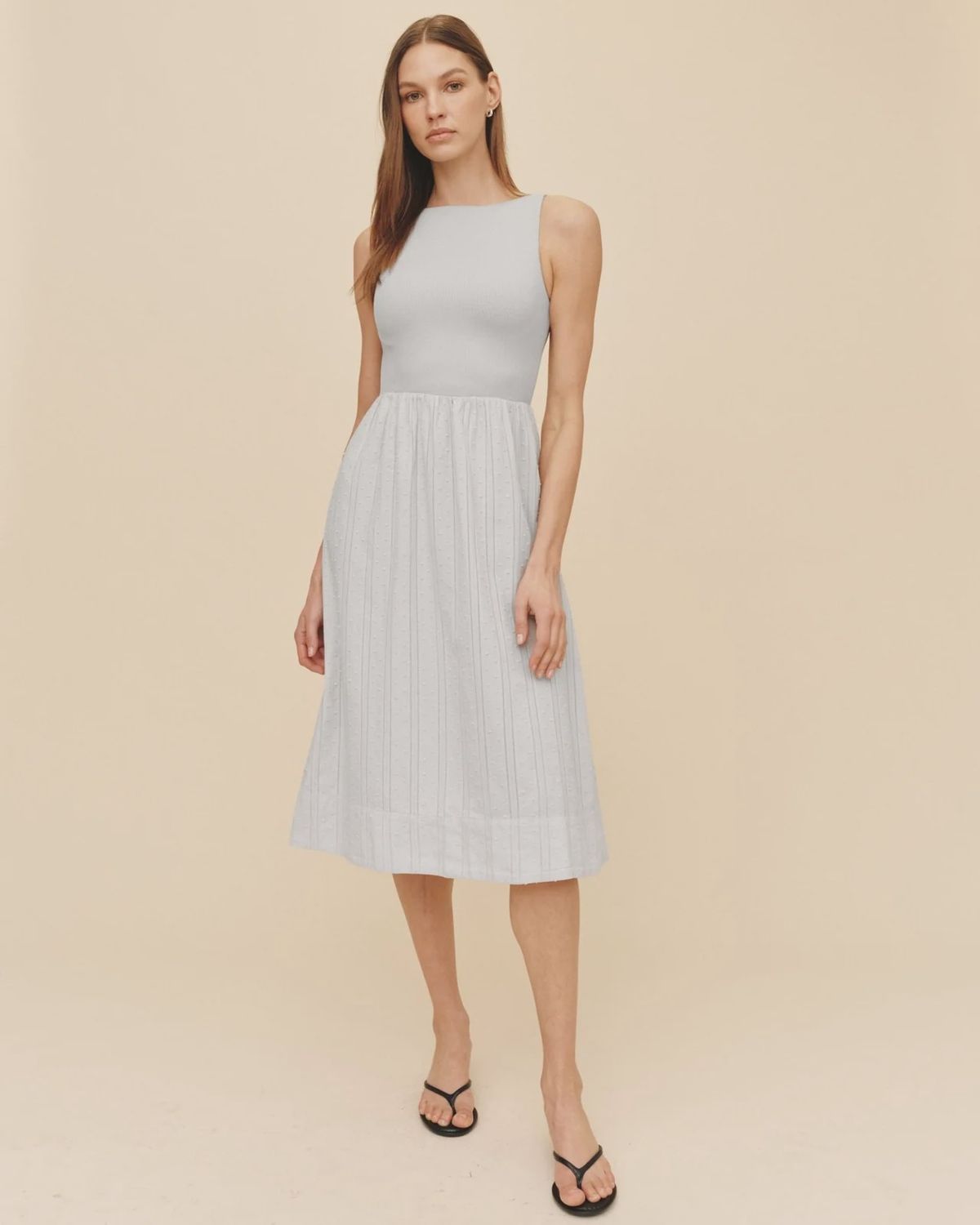 Bella Dahl - Mixed Crew Neck Midi Dress Faded Lilac