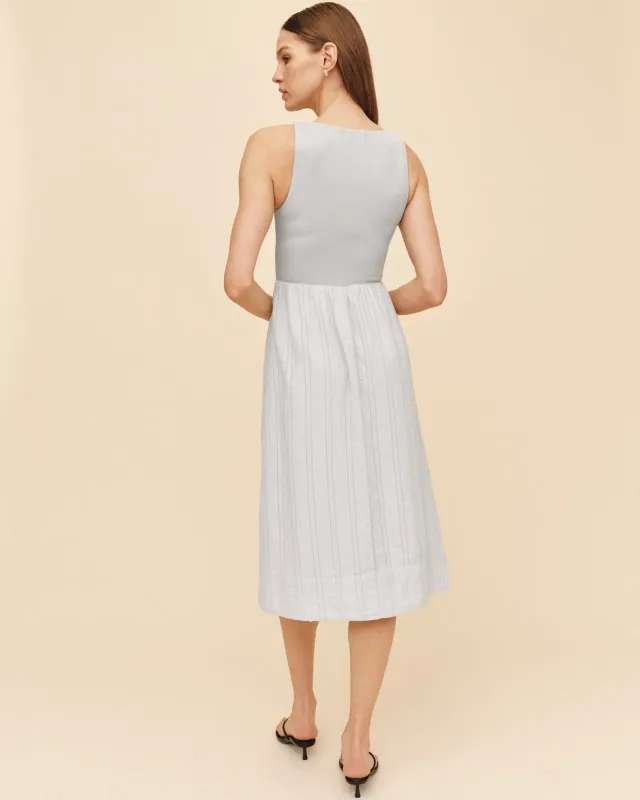Bella Dahl - Mixed Crew Neck Midi Dress Faded Lilac