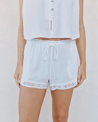 Bella Dahl - Embroidery Trimmed Short White