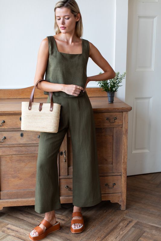 Emerson Fry - Roma Pant Martini Olive Linen