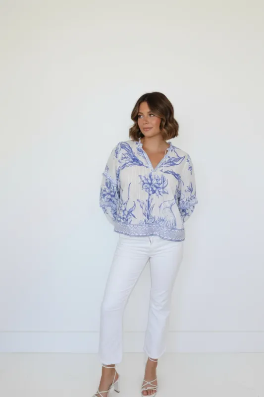 NIBI-MTK - Kendra Blouse Meadow Birds