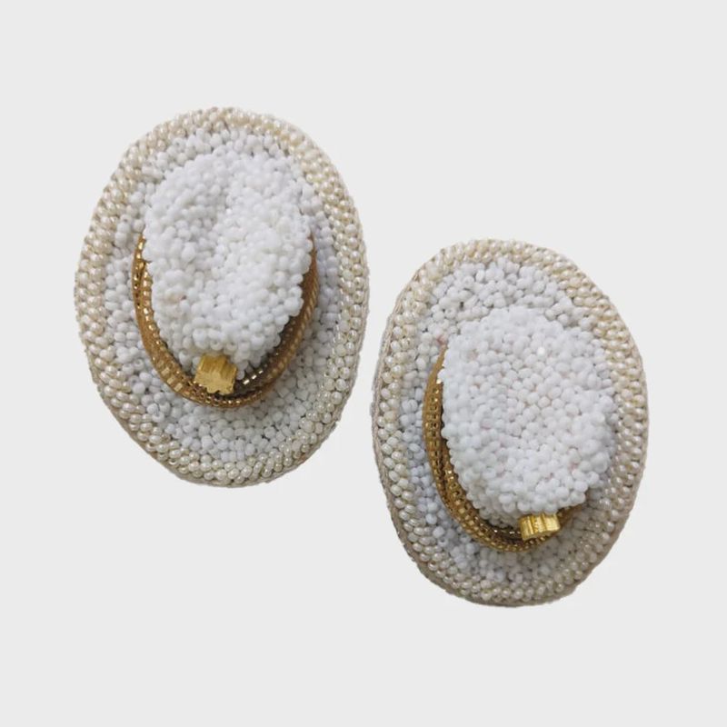 Bhavna Kanakia - Cowboy Hat Earrings White