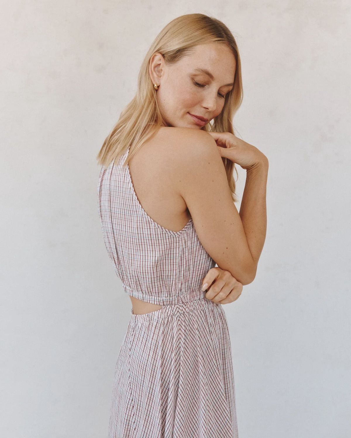 Bella Dahl - Cutout Back Midi Halter Dress Sunwashed Check