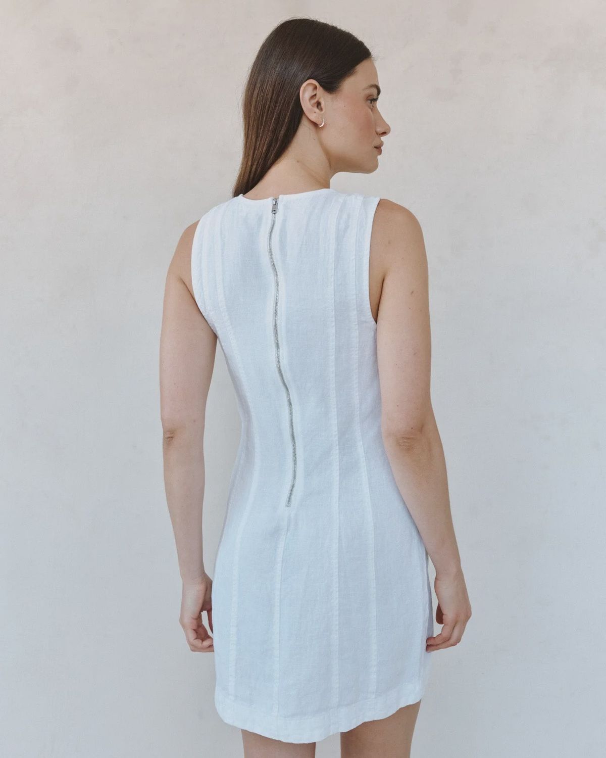 Bella Dahl - Seamed Zip Back Mini Dress White