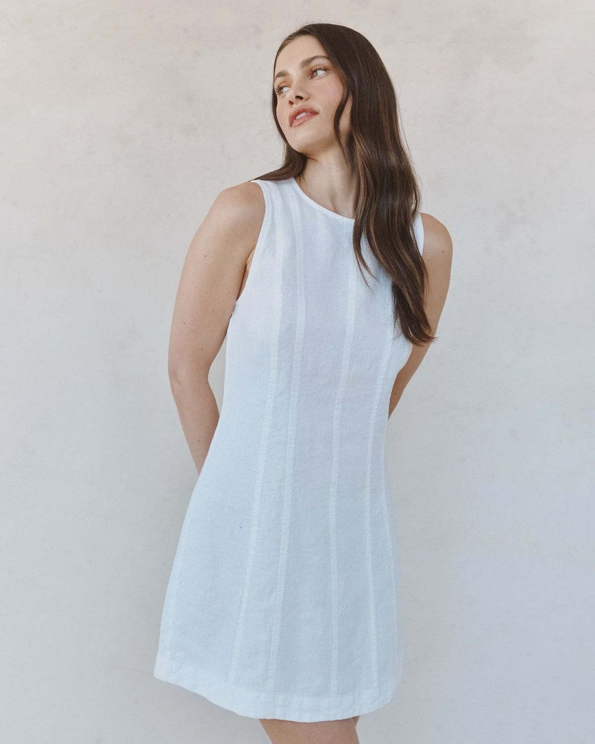 Bella Dahl - Seamed Zip Back Mini Dress White