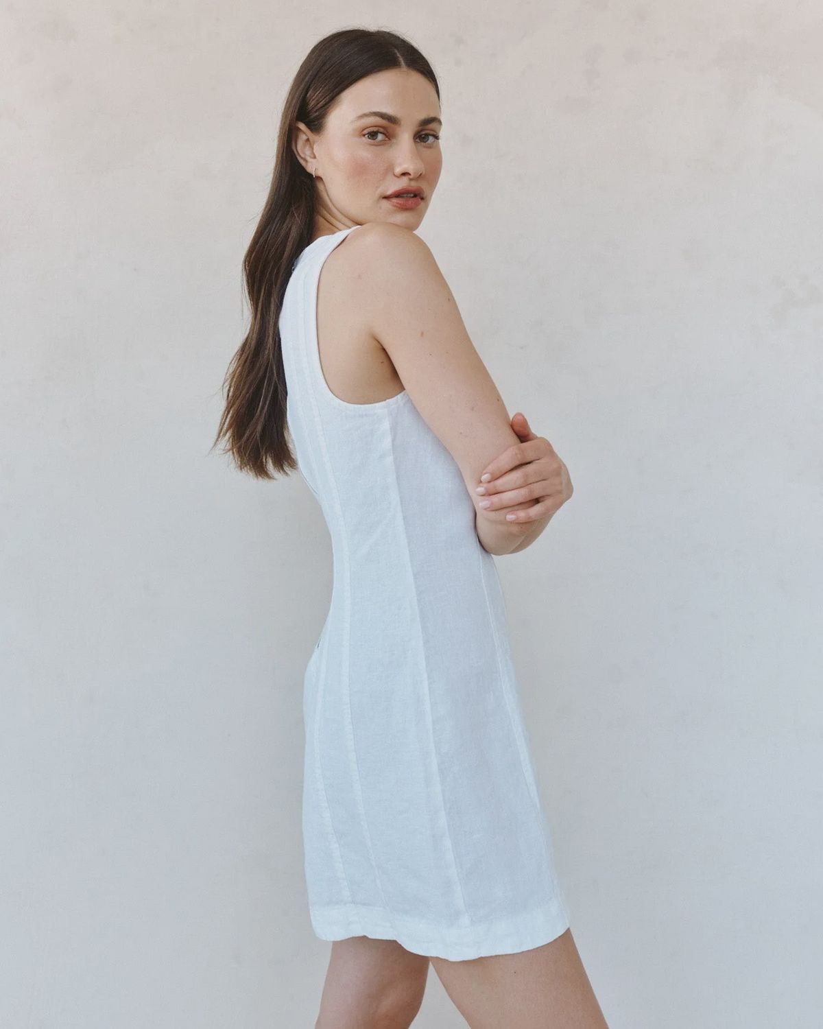 Bella Dahl - Seamed Zip Back Mini Dress White