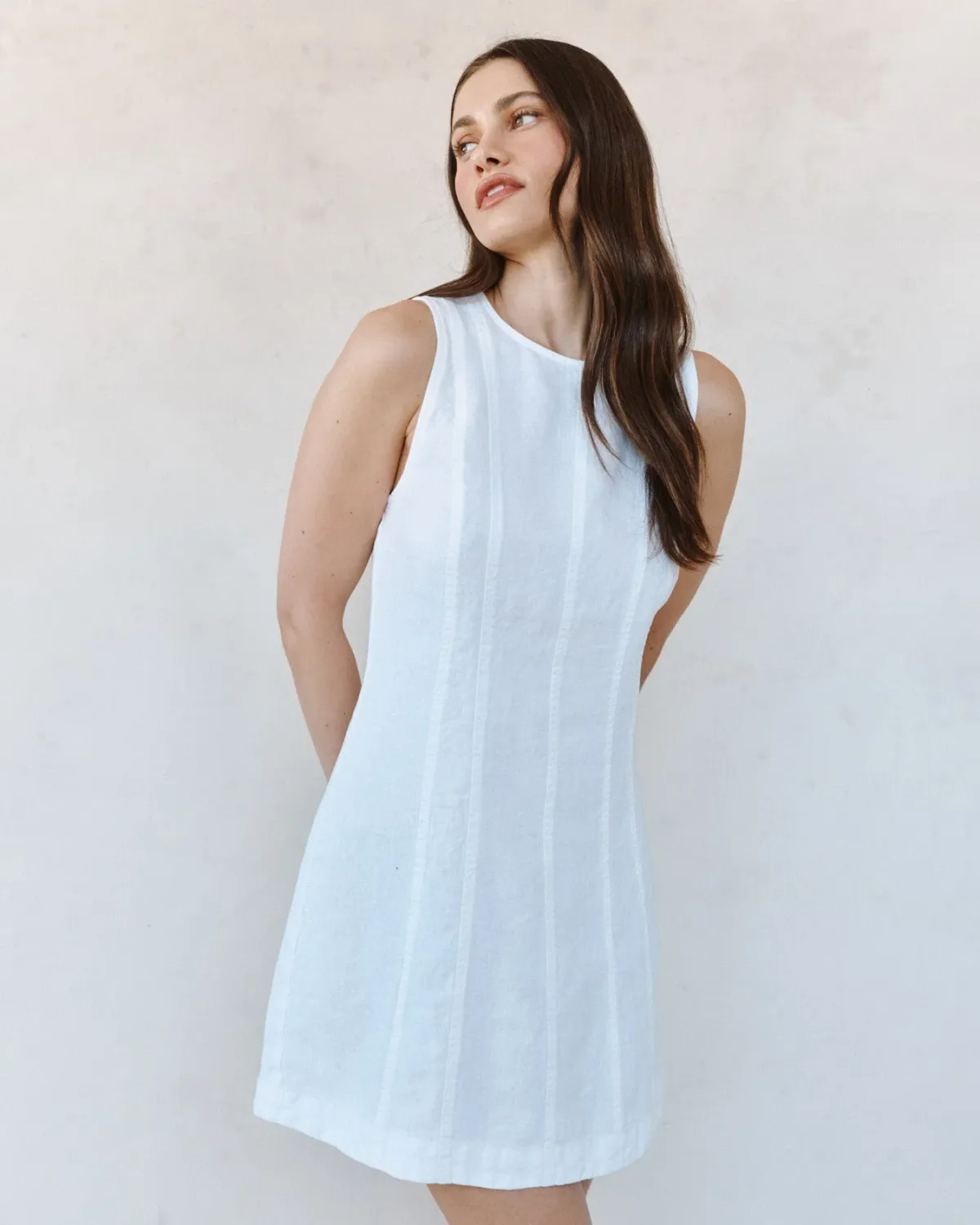 Bella Dahl - Seamed Zip Back Mini Dress White