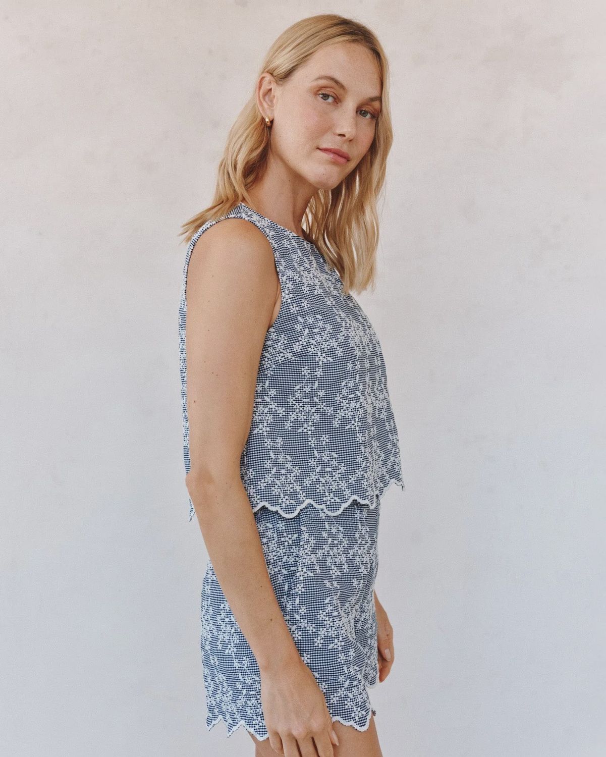 Bella Dahl - Split Back Tank Floral Gingham