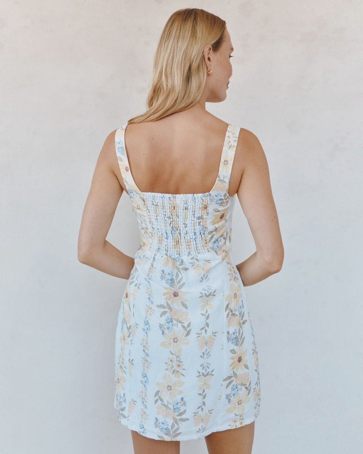 Bella Dahl - Fitted Smocked Back Mini Dress Wildflower Stripes