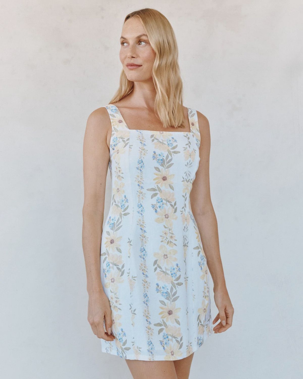 Bella Dahl - Fitted Smocked Back Mini Dress Wildflower Stripe