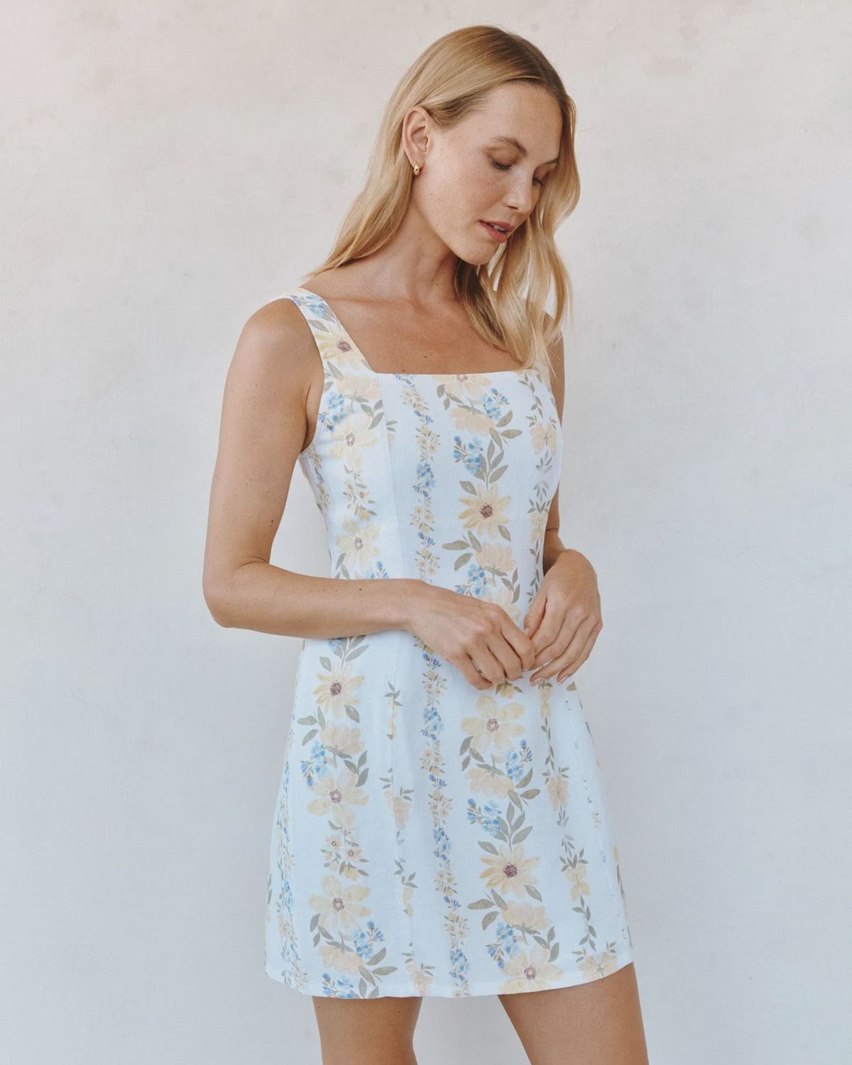 Bella Dahl - Fitted Smocked Back Mini Dress Wildflower Stripes